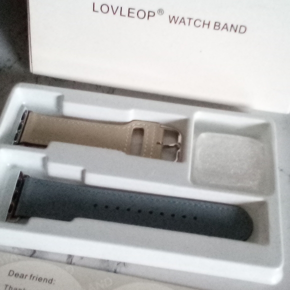 💜 LOVLEPOP Watch Band for Apple Smart Watch /38mm-40mm/beige & gray/silver NWT - Picture 2 of 6